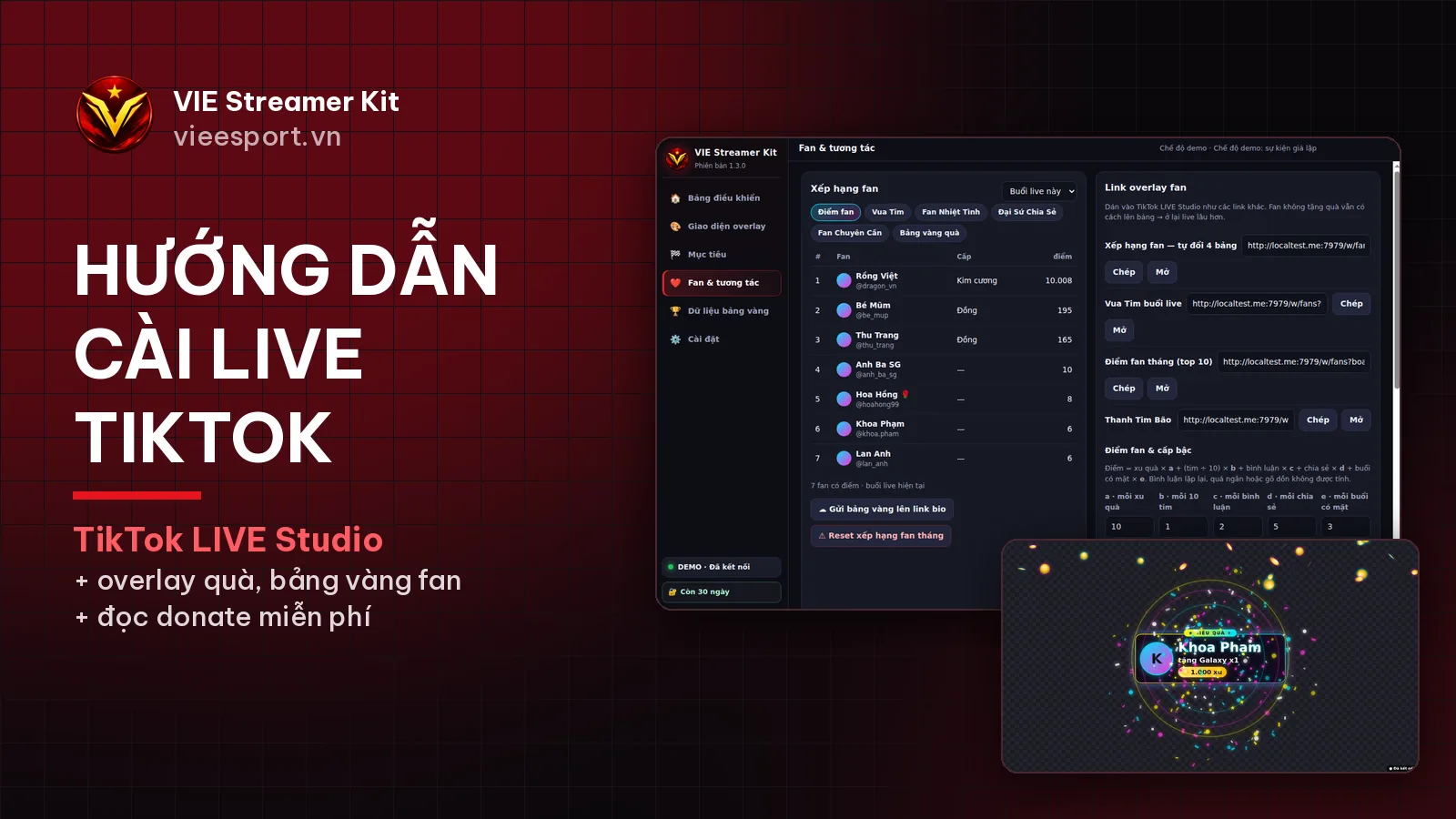 Hướng dẫn cài live TikTok với TikTok LIVE Studio và phần mềm VIE Streamer Kit